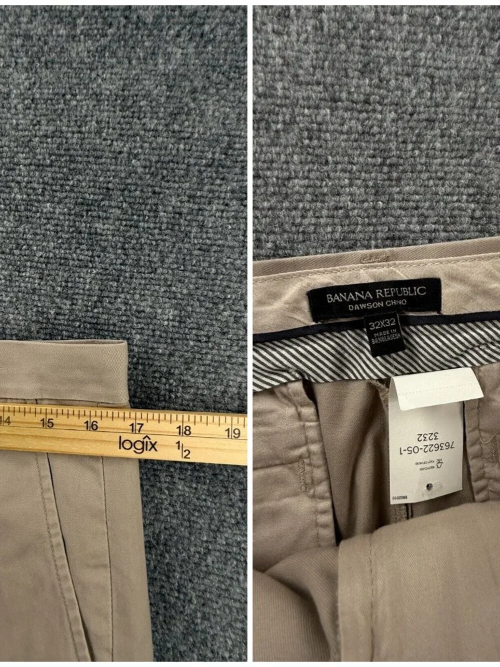 NWD NWT Banana Republic 32x32 Dawson Chino Beige Cotton Pants Adult Flat Front
